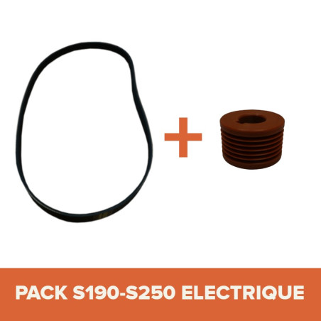 PACK - Courroie + Poulie pour bétonnière IMER S190-S250 Électrique Tractable