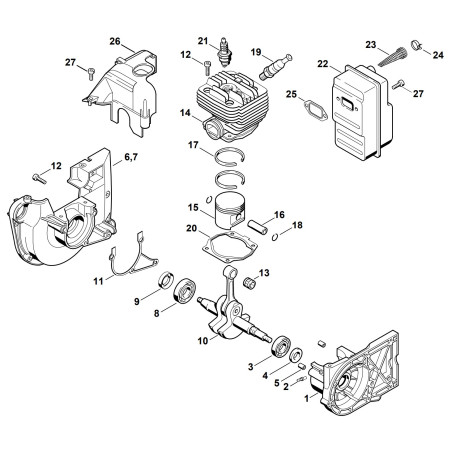 Pièces détachées pour carter vilebrequin de découpeuse à disque STIHL TS 400
