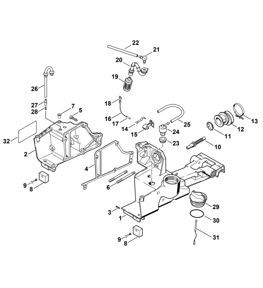 Pièces détachées pour carter de reservoir de découpeuse à disque STIHL TS 400