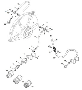 Pièces détachées pour raccordement d'eau de découpeuse à disque STIHL TS 400