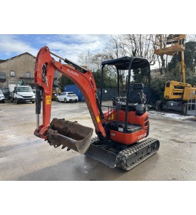 Mini-pelle KUBOTA U17-3 Alpha – 2014 – 2 158 h – Attache rapide KLAC + 3 godets