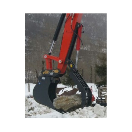 Pince Hydraulique Pouce Pour Mini Pelle 0.8-1.5T - 3 Trous De Fixation - Avec 2 Tuyaux M14 - Acier Robuste - 6