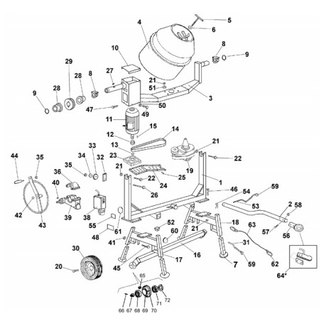 Pièces détachées bétonnière imer s350 électrique tractable