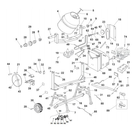 Pièces détachées bétonnière imer s350 Thermique tractable